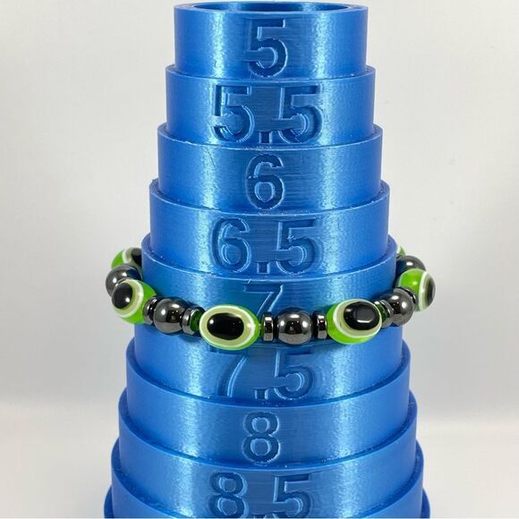Turkish Lucky Evil Eye Magnetic Hematite Stretch Bracelet Green Black Boho - Picture 3 of 5